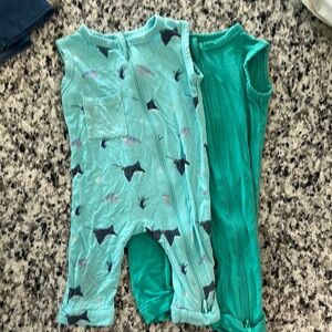 TWO kyte baby zip rompers size 3-6